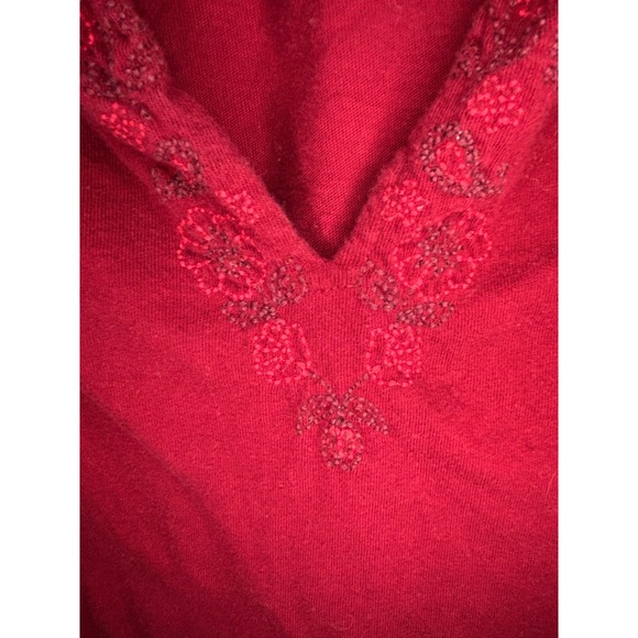 Vintage Abercrombie & Fitch Womens Red‎ 3/4 Sleeve Top Embroidered V Neck - Picture 2 of 4